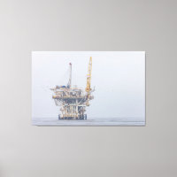 Offshore Oil Rig in Foggy Ocean