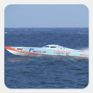 Offshore Powerboat Racer Square Sticker
