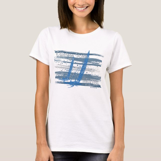 Offshore Yacht Race – Nautical Sailboat Ocean T-Shirt (Front)