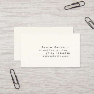 Offwhite Minimal Typewriter Font Front Only Business Card