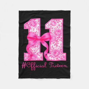 Oficial Preteen 11th Birthday Girl Pink Coquette B Fleece Blanket