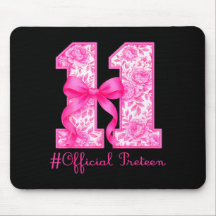 Oficial Preteen 11th Birthday Girl Pink Coquette B Mouse Mat