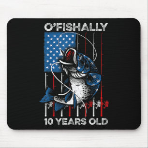 Ofishally 10 Year Old Shirt 10th Birthday Fishing  Mouse Mat