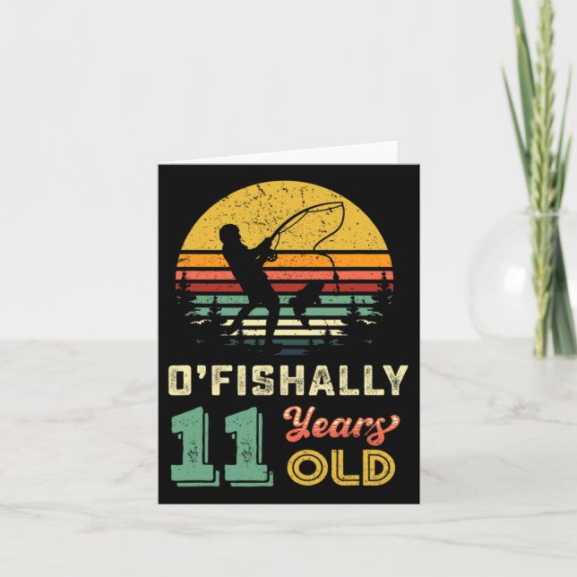 Ofishally 11 Year Old Fishing 11th Birthday Party  Card (Front)