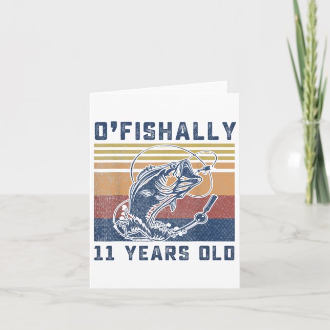 Ofishally 11 Year Old Shirt 11th Birthday Fishing  Card (Front)