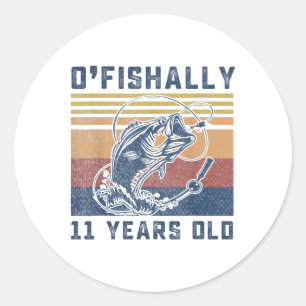 Ofishally 11 Year Old Shirt 11th Birthday Fishing  Classic Round Sticker