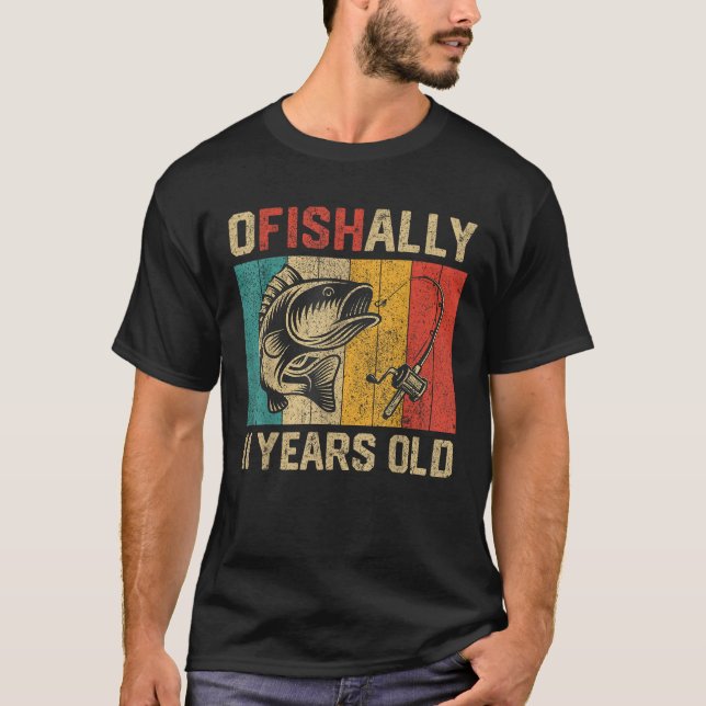 Ofishally 11 Years Old Funny Fishing Birthday Fish T-Shirt (Front)