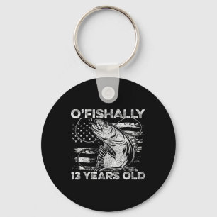 Ofishally 13 Year Old Shirt 13th Birthday Fishing  Key Ring