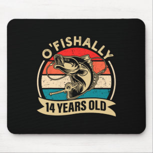 Ofishally 14 Years Old Fisherman Fishing 14th Birt Mouse Mat