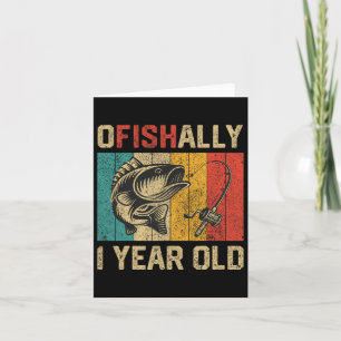 Ofishally 1 Year Old Funny Fishing Birthday Fisher Card