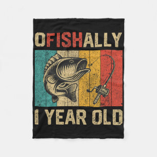Ofishally 1 Year Old Funny Fishing Birthday Fisher Fleece Blanket