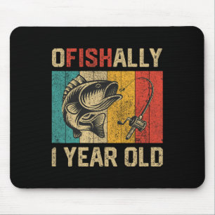 Ofishally 1 Year Old Funny Fishing Birthday Fisher Mouse Mat