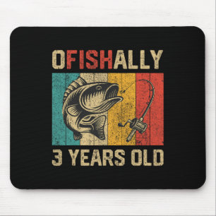 Ofishally 3 Years Old Funny Fishing Birthday Fishe Mouse Mat