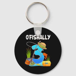 O'fishally 3rd Birthday Boy Fishing 3 Year Old Bda Key Ring