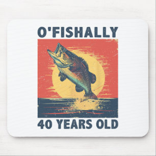 Ofishally 40 Years Old 1985 Fishing Fisherman 40th Mouse Mat