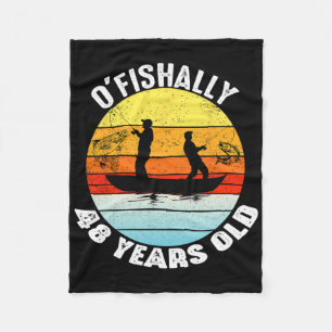 O'fishally 48 Years Old Fishing Birthday Theme Par Fleece Blanket