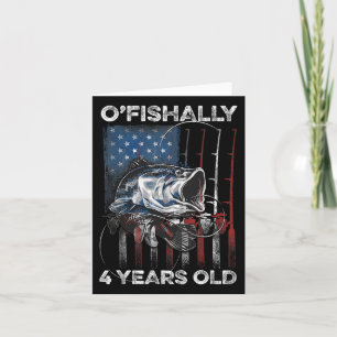 Ofishally 4 Year Old Shirt 4th Birthday Fishing Us Card