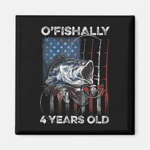 Ofishally 4 Year Old Shirt 4th Birthday Fishing Us Magnet