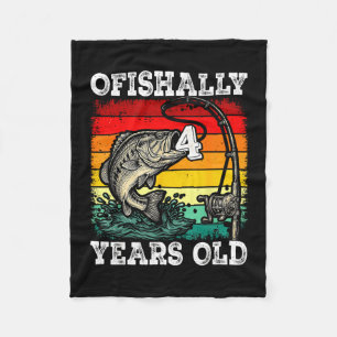 Ofishally 4 years old funny fishing birthday fleece blanket