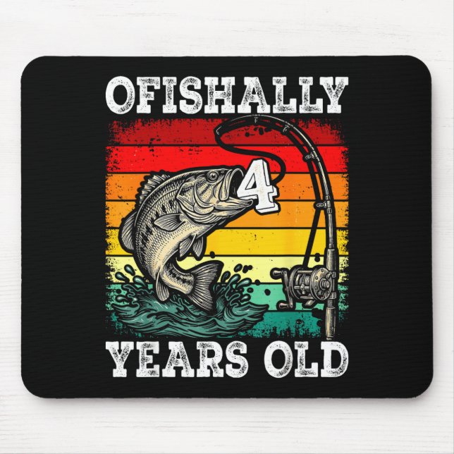 Ofishally 4 years old funny fishing birthday mouse mat (Front)