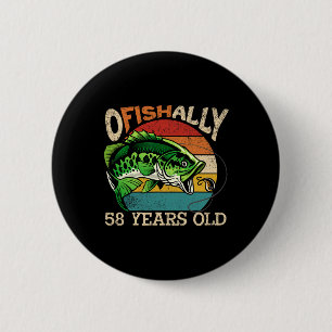 Ofishally 58 Years Old Fishing Birthday Theme Part 6 Cm Round Badge
