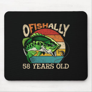 Ofishally 58 Years Old Fishing Birthday Theme Part Mouse Mat