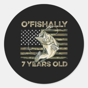 Ofishally 7 Year Old Shirt 7th Birthday Us Flag Fi Classic Round Sticker