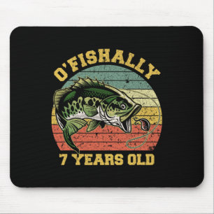 O'fishally 7 Years Old Fishing Birthday Theme Part Mouse Mat