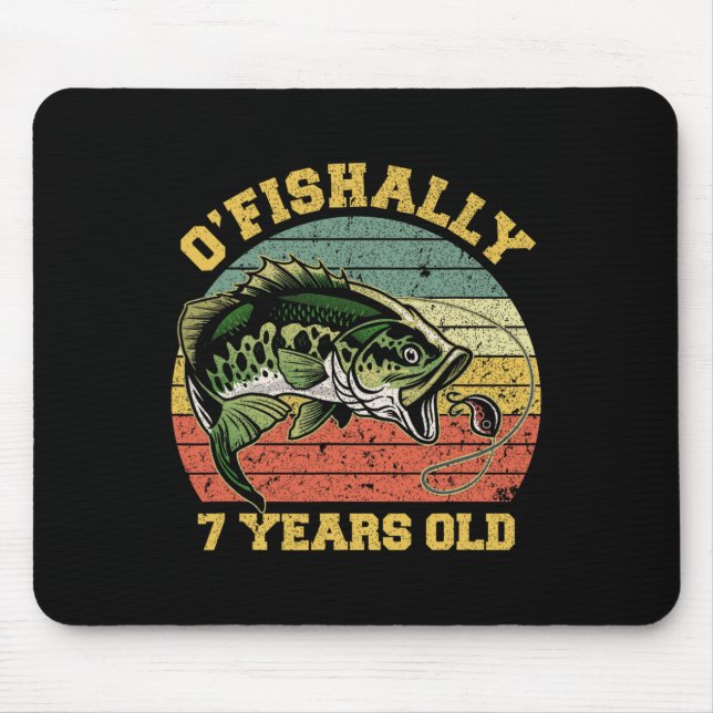 O'fishally 7 Years Old Fishing Birthday Theme Part Mouse Mat (Front)