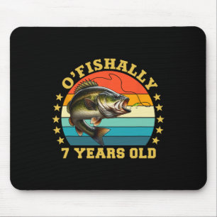 Ofishally 7 Years Old Fishing Retro Birthday Fishe Mouse Mat