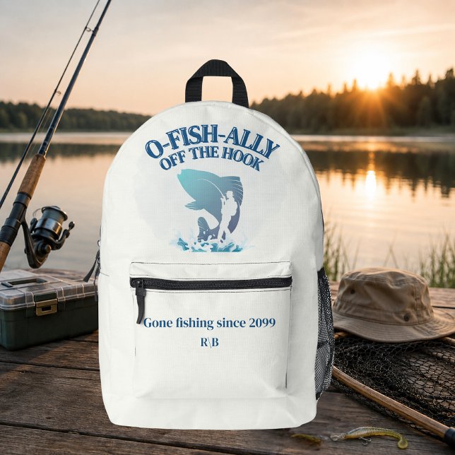 Ofishally Off The Hook Men's Retirement Party Printed Backpack (Creator Uploaded)