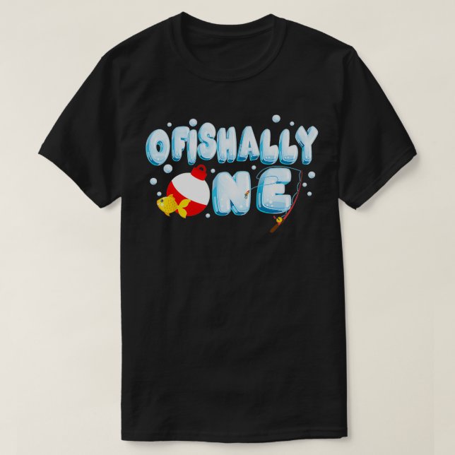 Ofishally One Birthday Outfit For Kids Boys Fish L T-Shirt (Design Front)