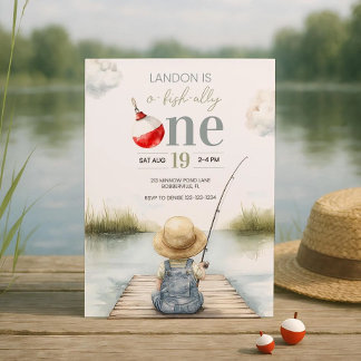 Ofishally One Fishing First Birthday Invitation