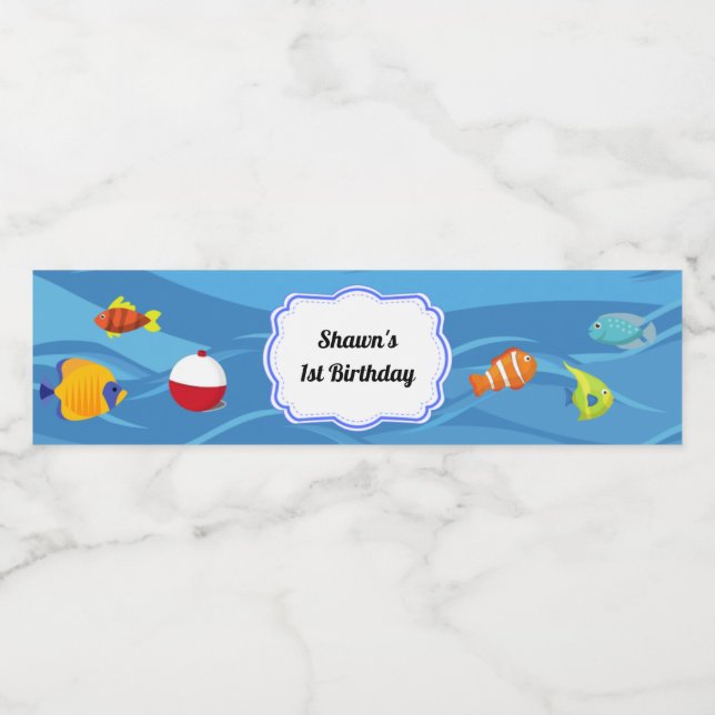 O'fishally One Party Water Bottle Label (Single Label)