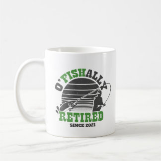 Ofishally Retired Fishing Retirement Gift Green Coffee Mug
