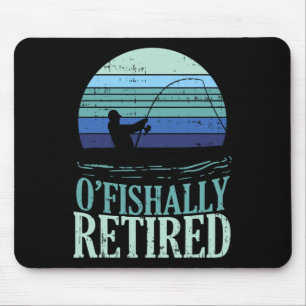 Ofishally Retired Fishing Retro Retirement Dad Men Mouse Mat
