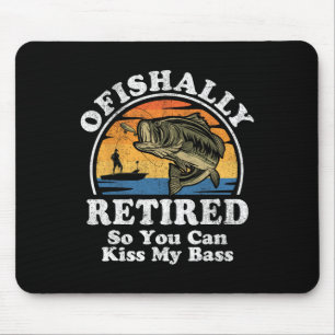 Ofishally Retired Funny B Fishing Retirement Gift Mouse Mat