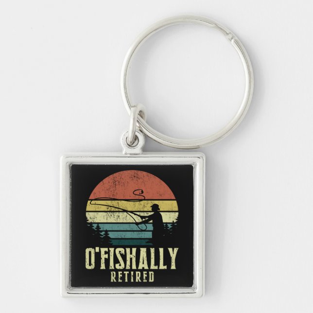 Ofishally Retired Funny fishing retirement Key Ring (Front)