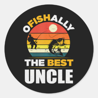 OFISHALLY The Best Uncle Fishing Uncle Classic Round Sticker