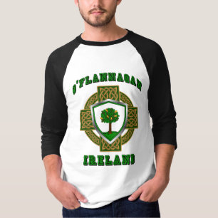O'Flannagan/Flannagan Irish Shield w/Celtic Cross T-Shirt