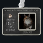 OForever in Our Hearts Chalkboard Photo Silver Plated Framed Ornament<br><div class="desc">All text is adjustable. Photo ornament. No longer by our side but forever in our hearts memorial remembrance photo ornament. Chalkboard background design.</div>