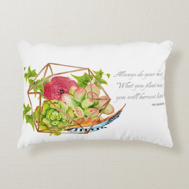 Og Mandino Quote Succulents Decorative Cushion (Front)