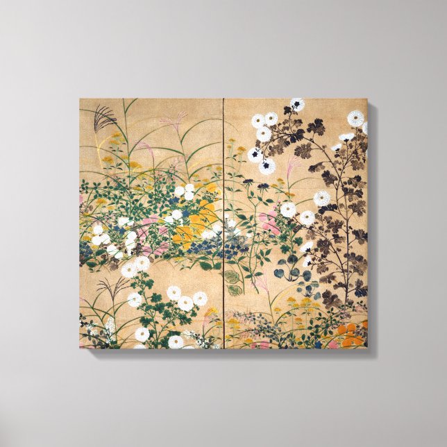 Ogata Korin Flowering Plants in Autumn Canvas Print (Front)
