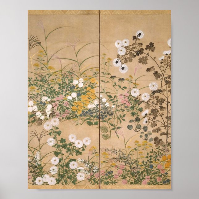 Ogata Korin Flowering Plants in Autumn Poster (Front)