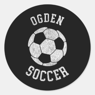 Ogden Soccer Retro Distressed 90's Vintage Classic Round Sticker