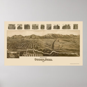 Ogden, UT Panoramic Map - 1890 Poster