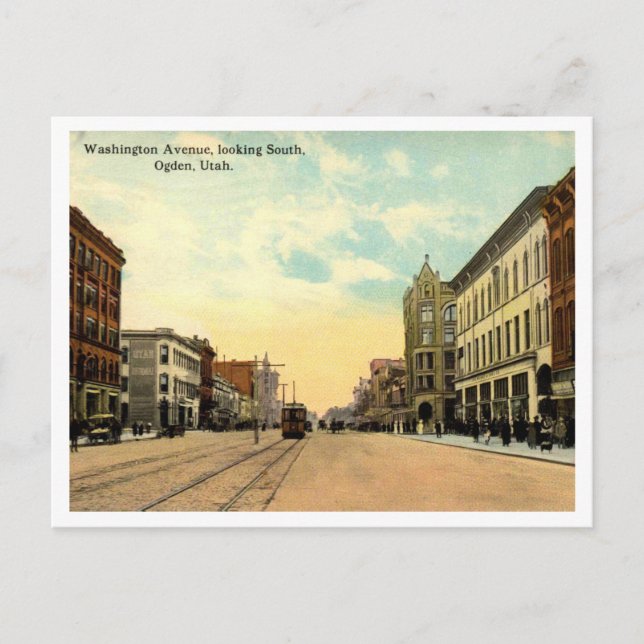 Ogden UT Washington St View 1916 Vintage Postcard (Front)