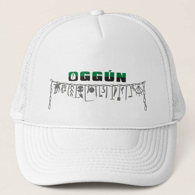 Oggun trucker hat, all white hat (Front)