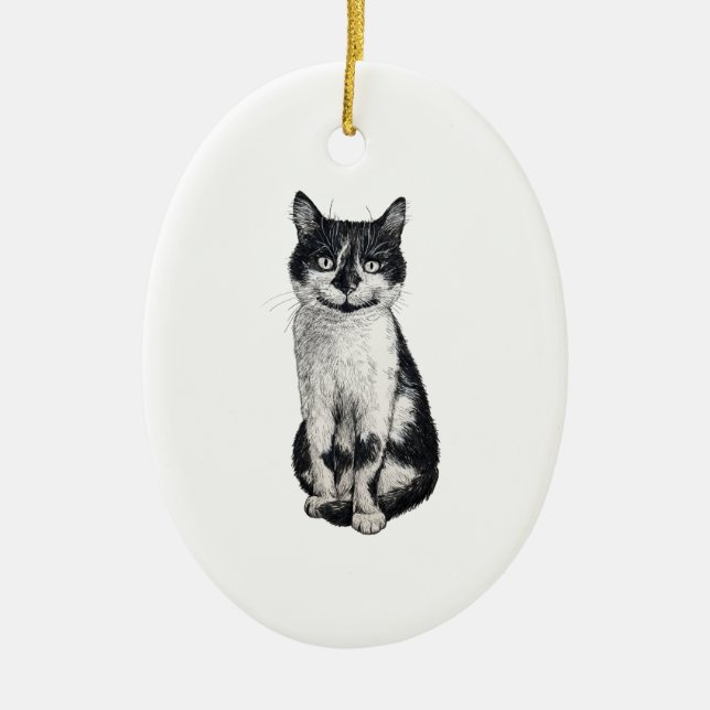 Ogie the cat ceramic tree decoration (Front)