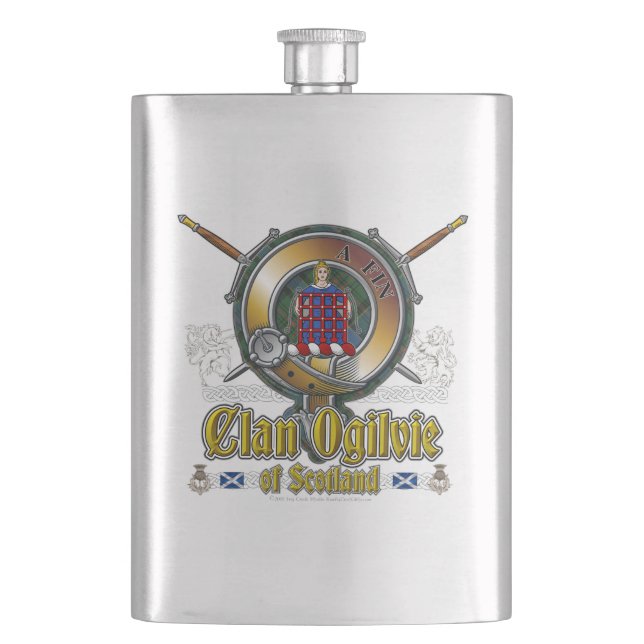 Ogilvie CLan Badge Hip Flask (Front)